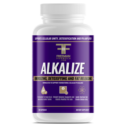 Freeman Formula Alkalize supplement bottle for cellular balance, detoxification, and energy support
