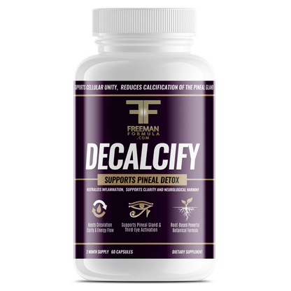 Freeman Formula Decalcify supplement supports pineal gland detox, enhances mental clarity, and promotes spiritual awakening and cognitive balance.