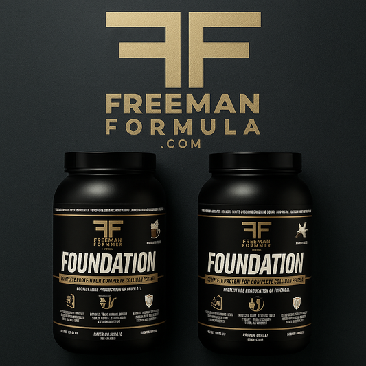 Freeman Formula FOUNDATION Complete Protein supplement designed to support cellular renewal, muscle recovery, and overall body health with a full amino acid profile.
